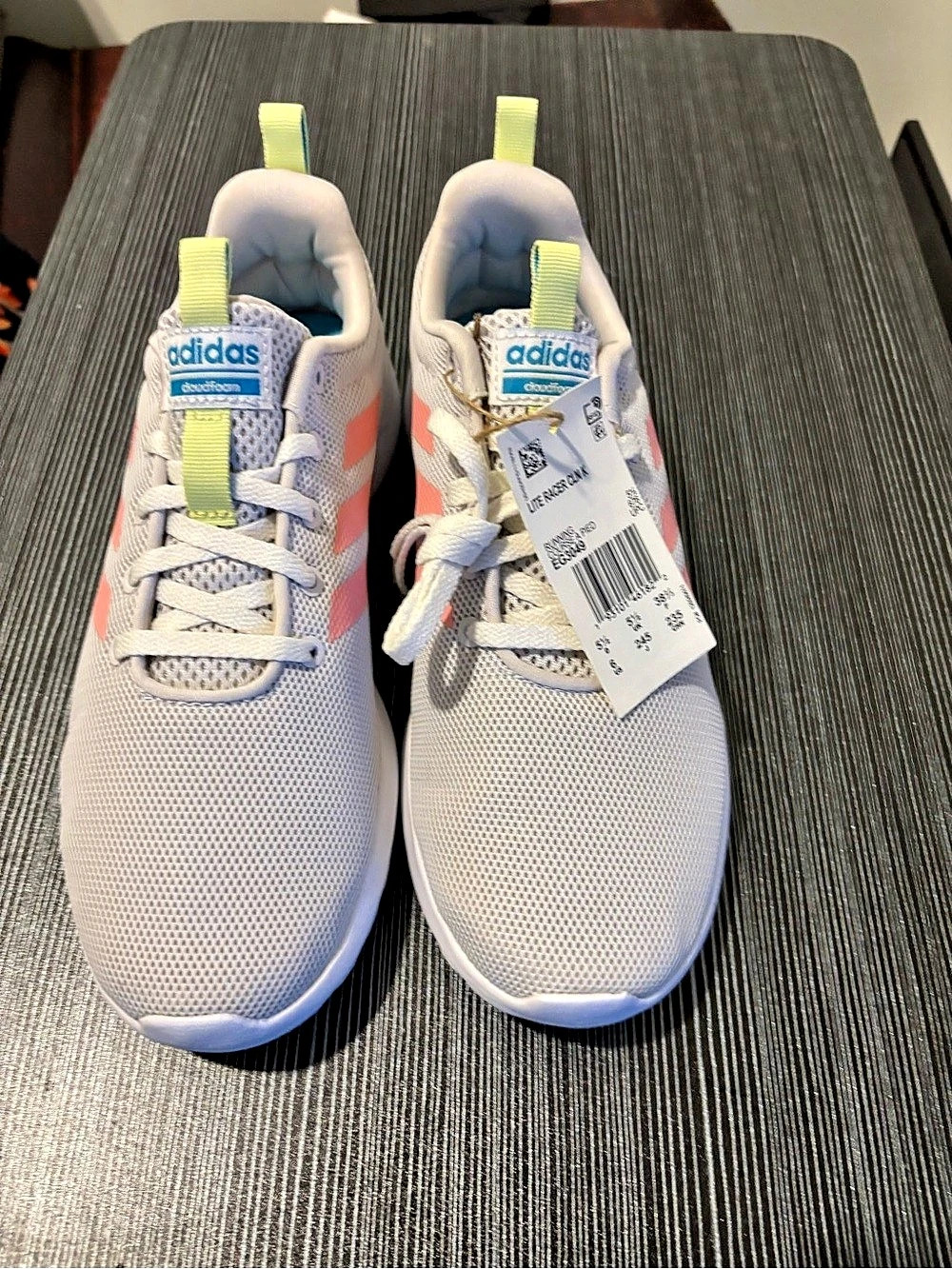 adidas Lite Racer CLN K Athletic Shoes in White & Pink US 6 NWT